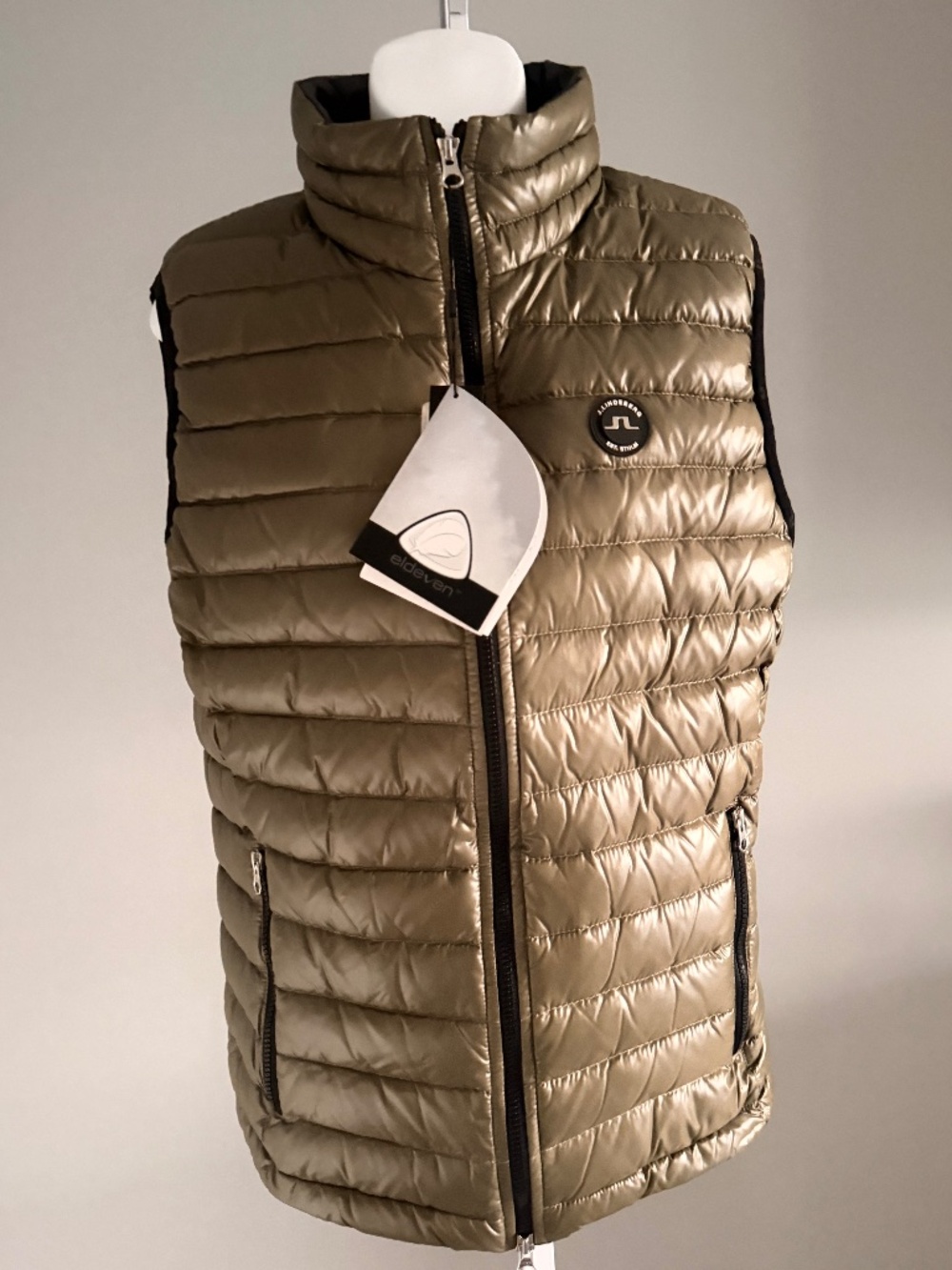 LJ LINDEBERG Handsom Olive Goose Down Puffer Vest Sz S NWT $